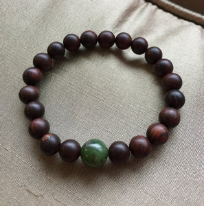 Mens Bracelet, Sandalwood Bracelet, Canadian Nephrite Jade Bracelet, Healing ,Yoga, Meditation.