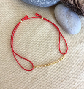 Red String Bracelet, Protection Bracelet, Lucky Bracelet, Gold Filled Chain Bracelet