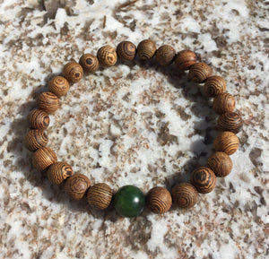 Healing Bracelets, Mens Wood Beads Bracelet, Senna Siamea Wood Bead Bracelet, Lucky Jade Bracelet