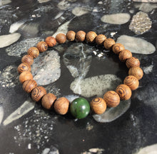 Load image into Gallery viewer, Healing Bracelets, Mens Wood Beads Bracelet, Senna Siamea Wood Bead Bracelet, Lucky Jade Bracelet