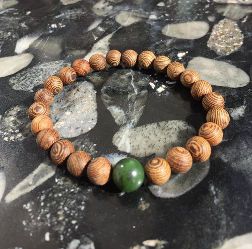 Healing Bracelets, Mens Wood Beads Bracelet, Senna Siamea Wood Bead Bracelet, Lucky Jade Bracelet