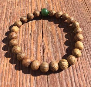 Healing Bracelets, Mens Wood Beads Bracelet, Senna Siamea Wood Bead Bracelet, Lucky Jade Bracelet