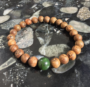 Healing Bracelets, Mens Wood Beads Bracelet, Senna Siamea Wood Bead Bracelet, Lucky Jade Bracelet