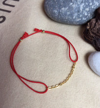 Load image into Gallery viewer, Red String Bracelet, Protection Bracelet, Lucky Bracelet, Gold Filled Chain Bracelet