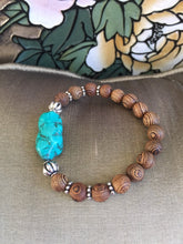 Load image into Gallery viewer, Turquoise Bracelet, Genuine Howlite Turquoise Bracelet, Sandalwood Bracelet, Beach Bracelet