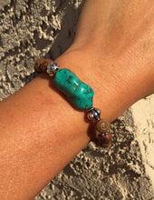 Load image into Gallery viewer, Turquoise Bracelet, Genuine Howlite Turquoise Bracelet, Sandalwood Bracelet, Beach Bracelet