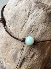 Load image into Gallery viewer, Thin Brown Leather Cord Bracelet, Jadeite Bead Bracelet, Protection Bracelet, Lucky Jade Bracelet