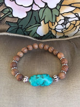 Load image into Gallery viewer, Turquoise Bracelet, Genuine Howlite Turquoise Bracelet, Sandalwood Bracelet, Beach Bracelet