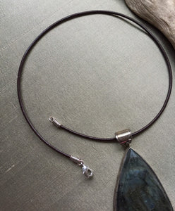 Leather Cord Choker Necklace, Custom sized, Black or Brown, Mens Necklace, Necklace for Pendant