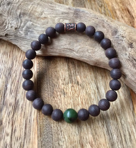 Mens Bracelet, Agarwood Bracelet, Canadian Nephrite Jade Bracelet, Mens Wood Bracelet