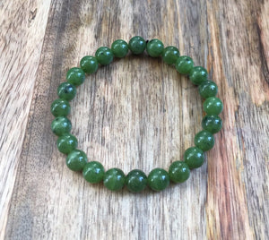 Men's Jade Bracelet, 8mm Canada Jade Bracelet, 100% Authentic Natural Canadian Nephrite Jade Beads