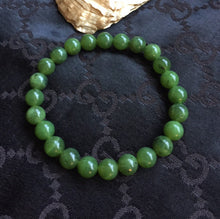 Load image into Gallery viewer, Men&#39;s Jade Bracelet, 8mm Canada Jade Bracelet, 100% Authentic Natural Canadian Nephrite Jade Beads