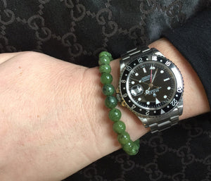 Men's Jade Bracelet, 8mm Canada Jade Bracelet, 100% Authentic Natural Canadian Nephrite Jade Beads