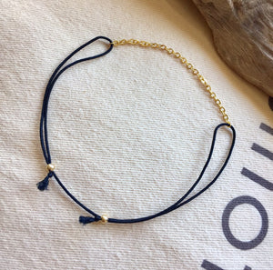 Black Cord Ankle Bracelet, Amulet Bracelet, Protection Anklet, Good Luck, Gold Filled Chain Anklet