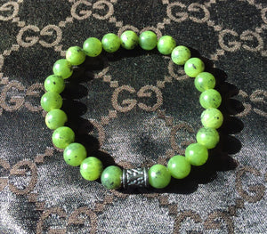 Mens Canadian Jade Bracelet, Authentic Canadian Nephrite Jade, 8mm