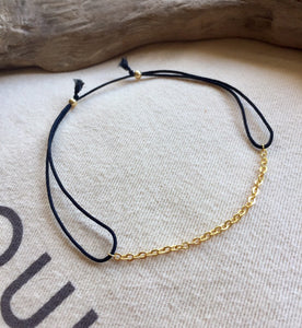 Black Cord Ankle Bracelet, Amulet Bracelet, Protection Anklet, Good Luck, Gold Filled Chain Anklet