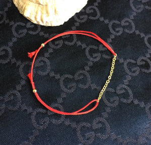 Black Cord Ankle Bracelet, Amulet Bracelet, Protection Anklet, Good Luck, Gold Filled Chain Anklet