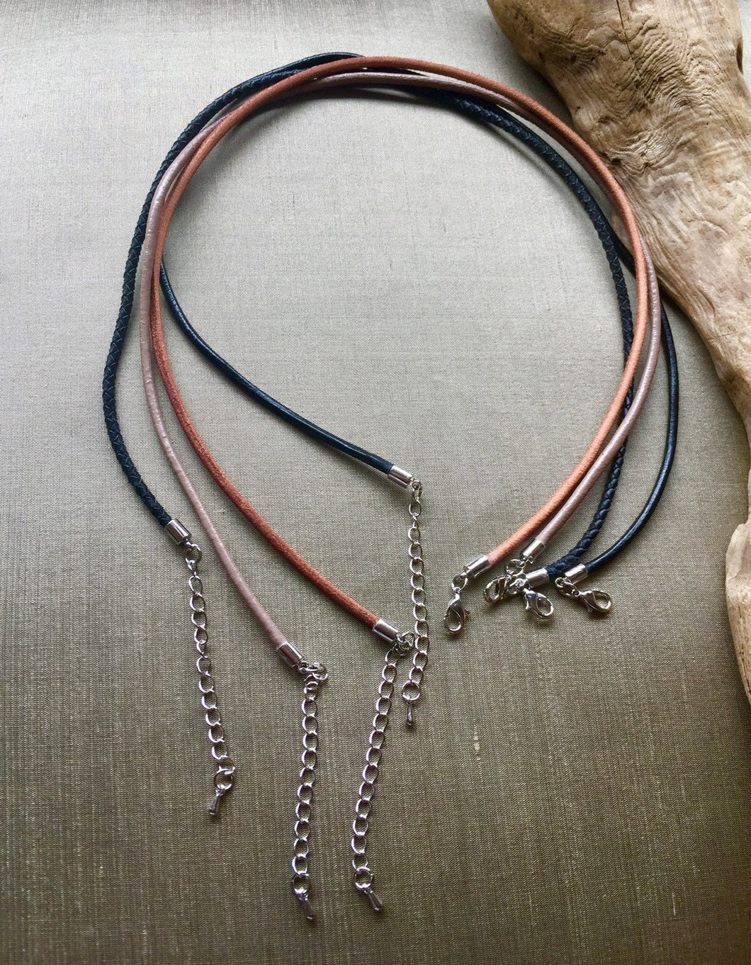 Brown Braided Leather Necklace Cord (3mm), 16