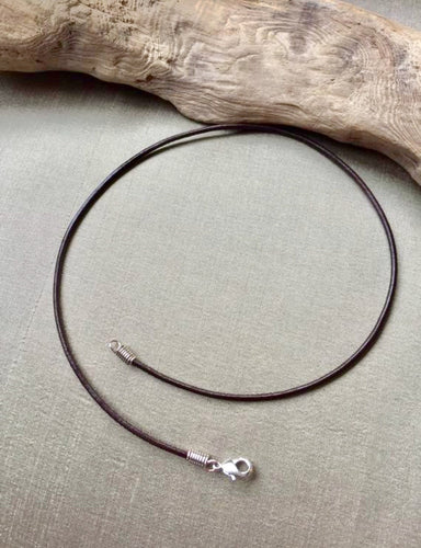 Leather Cord Choker Necklace, Custom sized, Black or Brown, Mens Necklace, Necklace for Pendant