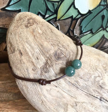 Load image into Gallery viewer, Thin Black Leather Cord Bracelet, Jadeite Bead Bracelet, Protection Bracelet, Lucky Jade Bracelet