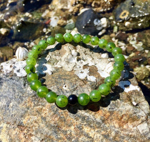 Canada Jade Bracelet, 100% Authentic Natural Canadian Nephrite Jade, 6mm British Columbia Jade Beads