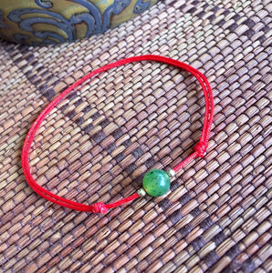 Good Luck Red Cord Bracelet, Canada Jade Bracelet, Lucky Jade Bracelet, Wish Bracelet