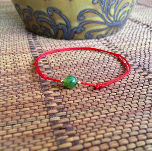 Good Luck Red Cord Bracelet, Canada Jade Bracelet, Lucky Jade Bracelet, Wish Bracelet