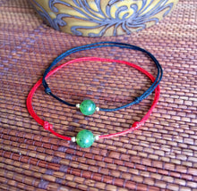 Load image into Gallery viewer, Red or Green String Jade Bracelet, Wish Bracelet, Protection Bracelet, 14k gold filled beads