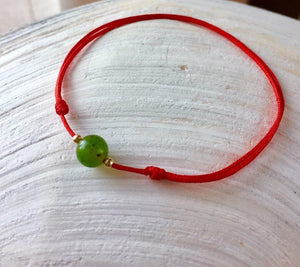 Good Luck Red Cord Bracelet, Canada Jade Bracelet, Lucky Jade Bracelet, Wish Bracelet