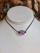 Load image into Gallery viewer, Gemstone Necklace, Amethyst Bead Leather Cord Necklace.Brown Cord Necklace ,Simple Thin Necklace, Choker Necklace, Gift For Her.