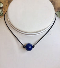 Load image into Gallery viewer, Gemstone Necklace, Genuine Natural Lapis Lazuli Necklace, Black Cord Necklace, Simple Thin Necklace, Black Choker Necklace, Necklace For Her