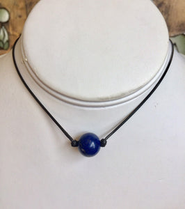 Gemstone Necklace, Genuine Natural Lapis Lazuli Necklace, Black Cord Necklace, Simple Thin Necklace, Black Choker Necklace, Necklace For Her