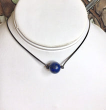 Load image into Gallery viewer, Gemstone Necklace, Genuine Natural Lapis Lazuli Necklace, Black Cord Necklace, Simple Thin Necklace, Black Choker Necklace, Necklace For Her