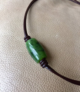 Authentic Natural Canadian Nephrite Jade Pendant, Canadian Jade Barrel Necklace