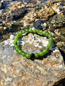 Canada Jade Bracelet, 100% Authentic Natural Canadian Nephrite Jade, 6mm British Columbia Jade Beads