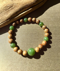 Healing Bracelets, Mens Wood Beads Bracelet, Senna Siamea Wood Bead Bracelet, Lucky Jade Bracelet