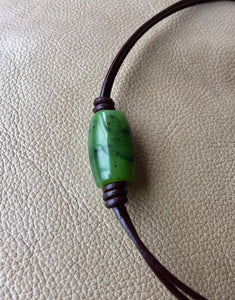 Authentic Natural Canadian Nephrite Jade Pendant, Canadian Jade Barrel Necklace