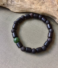 Load image into Gallery viewer, Mens Bracelet, Agarwood, Ebony Black Sandalwood, Canadian Nephrite Jade Bracelet