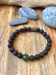 Mens Beaded bracelet, Agarwood, Canadian Nephrite Jade Bracelet, Lucky Jade Bracelet