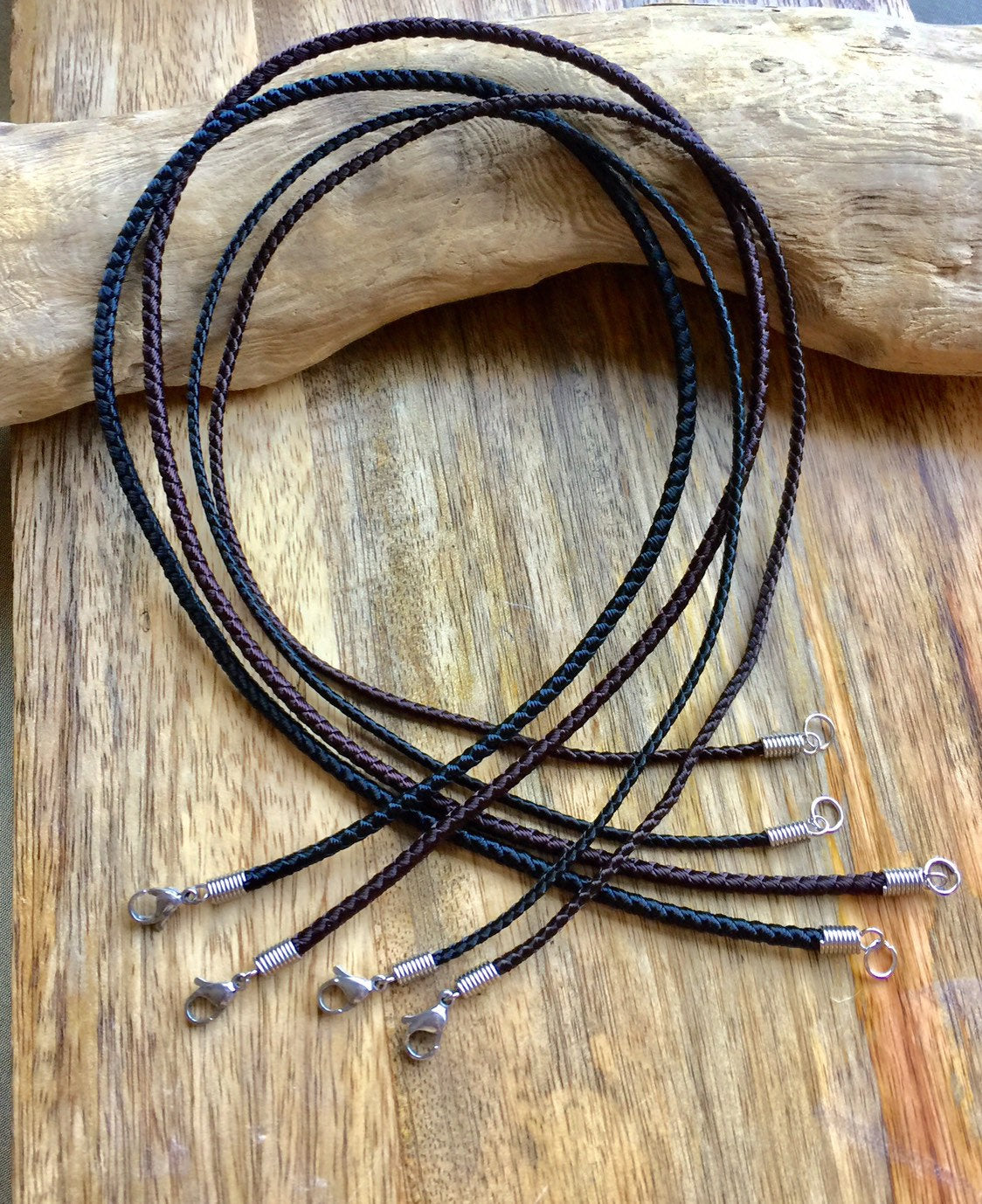 Waterproof Necklace,black Braided Cord Necklace, Mens Black Choker, Necklace  for Pendant, Surfer Choker, Custom Sized Choker, Hypoallergenic 