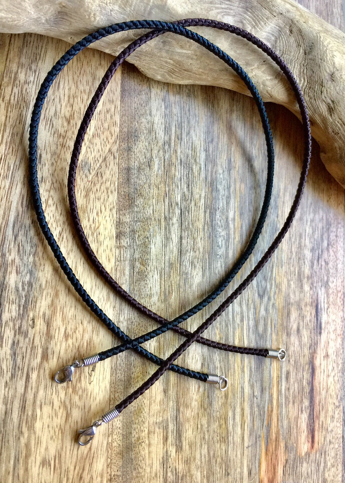 Waterproof Necklace,black Braided Cord Necklace, Mens Black Choker,  Necklace for Pendant, Surfer Choker, Custom Sized Choker, Hypoallergenic 