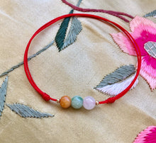 Load image into Gallery viewer, Good Luck Jade Red Cord Bracelet, Protection Bracelet, Gold Filled Beads, Wish Bracelet.