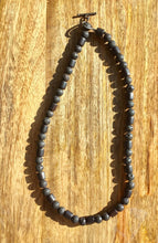 Load image into Gallery viewer, Mens Lava Beads Necklace, Black Lava Rock Necklace, Sandalwood Beads, Mens Wood Necklace