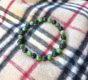 Green Jade Lava Stone Bracelet, Canadian Jade, Mens Bracelet, Partner Bracelet