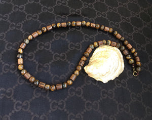 Mens Tiger Eye Necklace, Mens Wood Beads Necklace, Protection Necklace