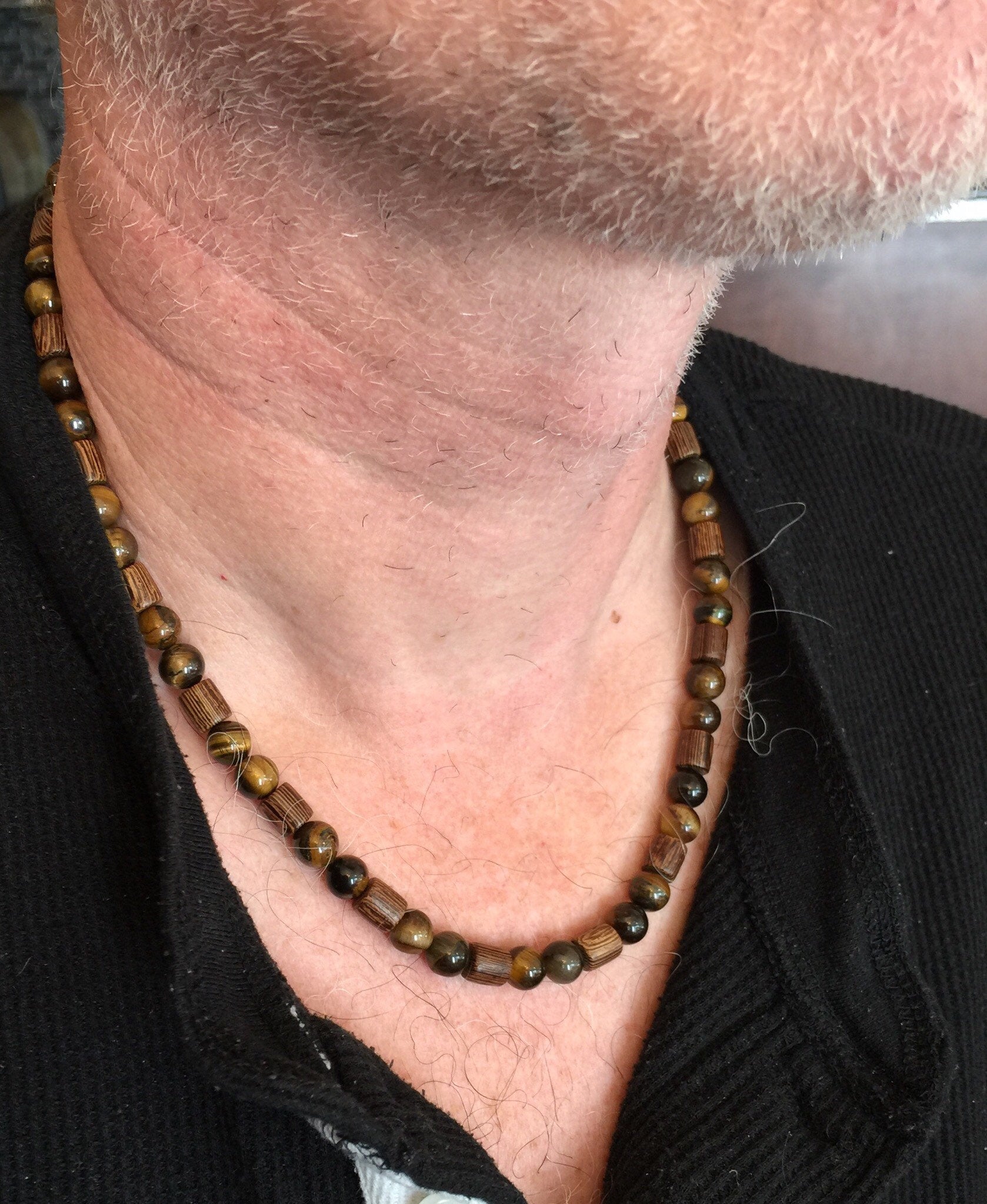 Mask chunky men necklaces / Long beaded necklace for men - Inspire Uplift