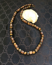 Load image into Gallery viewer, Mens Tiger Eye Necklace, Mens Wood Beads Necklace, Protection Necklace