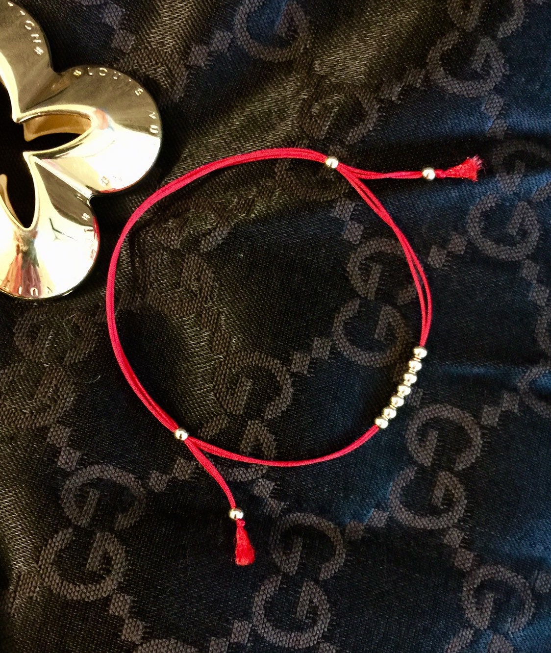 Good Luck Dainty Red Cord Bracelet Positive Energy 14k Gold 
