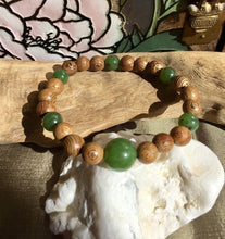 Load image into Gallery viewer, Healing Bracelets, Mens Wood Beads Bracelet, Senna Siamea Wood Bead Bracelet, Lucky Jade Bracelet