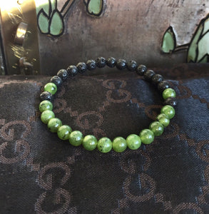 Green Jade Lava Stone Bracelet, Canadian Jade Beads, Couples Bracelet,  Energy Bracelet.